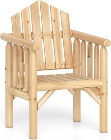 Cadeira de madeira para exteriores com braços e encosto alto inclinado 66 cm x 62,5 cm x 98 cm cor natural