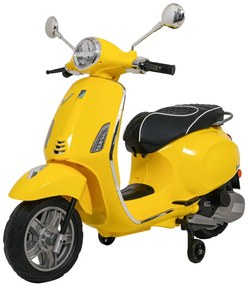 Vespa eletrica para crianças 12V ROMA, Rodas Espuma EVA, assento couro ecológico Amarela