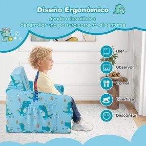 Sofá infantil conversível 2 em 1, poltrona infantil em tecido maciço de veludo, poltrona dupla reclinável para quarto e sala de jogos