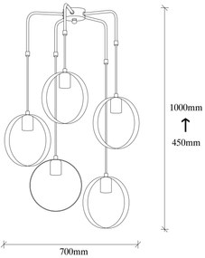 Candeeiro Chandelier Halka – Dourado/Preto – Diâmetro 70 cm, Altura 10