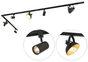 Sistema de trilhos monofásico com 6 focos ajustáveis pretos - Magnax Jeana