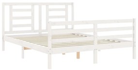 Estrutura de cama com cabeceira 160x200 cm madeira maciça