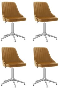 vidaXL Cadeiras de jantar giratórias 4 pcs veludo castanho