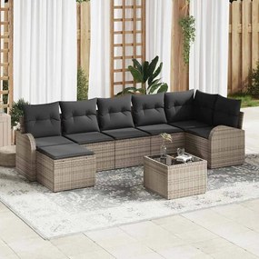 vidaXL Conjunto de Sofás de Jardim de 7 Peças com Almofadas em Rattan Preto