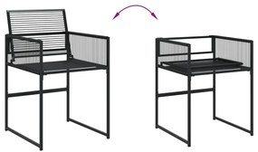 15 pcs conjunto de jantar p/ jardim vime PE preto