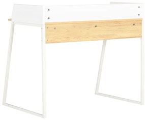 Secretária 90x60x88 cm branco e carvalho