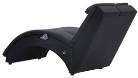 Chaise longue de massagem c/ almofada couro artificial preto