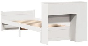 Cama com estante sem colchão 90x200 cm pinho maciço branco