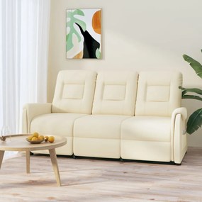 vidaXL Poltrona massagens 3 lug. reclinável couro artificial creme