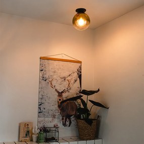 Candeeiro de teto Art Deco preto com vidro dourado - Pallon