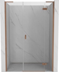 Mexen Mist-H L porta de duche articulada direita de 130 cm, transparente, cobre escovado - 8A5L-130-001-65-00-P