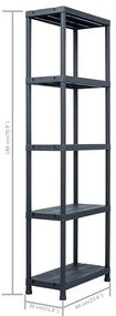 Estantes de arrumação 2 pcs preto 125 Kg 60x30x180 cm plástico