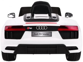 Carro elétrico para Crianças 12V AUDI R8 Spyder RS Rodas EVA, Assento de couro Branco