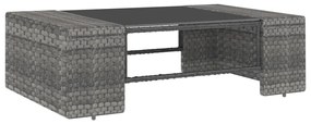 7 pcs conjunto lounge de jardim vime PE cinzento
