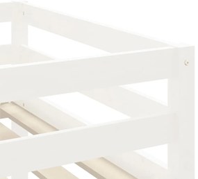 Cama alta p/ criança c/ escada 80x200 cm pinho maciço branco