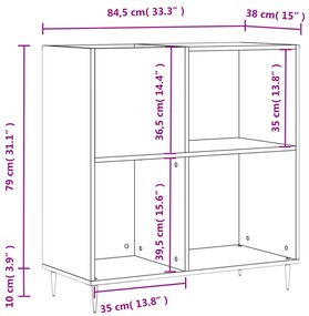 Armário para discos 84,5x38x89 cm derivados de madeira preto