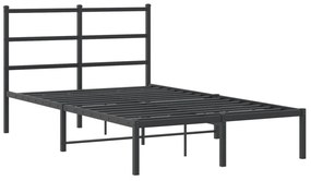 Estrutura de cama com cabeceira 120x190 cm metal preto