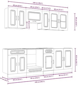 8 peças armário de cozinha conjunto Kalmar branco