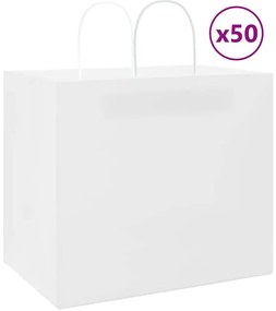 vidaXL Sacos de papel 50 unid com alças branco 32x22x28 cm