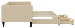 Sofá-cama com gavetão e gavetas 80x200 cm tecido cor creme