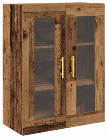 Armário de parede vidaXL com portas de vidro madeira antiga 69,5x34x90