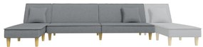 Sofá-cama em forma de L 255x140x70 cm tecido cinzento-claro