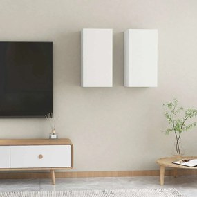 Móveis de TV 2 pcs 30,5x30x60 cm derivados de madeira branco