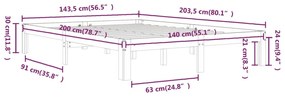 Estrutura de cama 140x200 cm pinho maciço