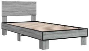 Estrutura cama 100x200 cm derivados madeira/metal cinza sonoma
