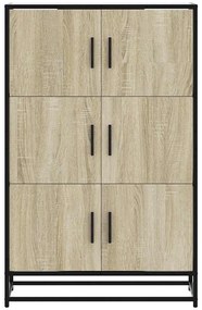 Armário alto 68x35x106,5 cm madeira e metal carvalho sonoma