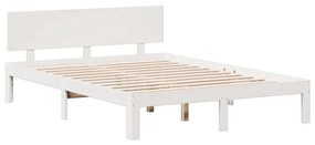 Cama com estante sem colchão 160x200 cm pinho maciço branco