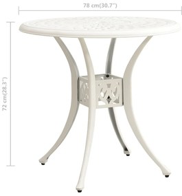 Mesa de jardim 78x78x72 cm alumínio fundido branco