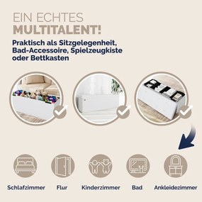 Banco dobrável com espaço de arrumação 115 x 38 x 38 cm Branco