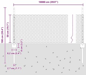 Postes de Cerca vidaXL 11 pcs U-Channel Cinza 60 cm Aço