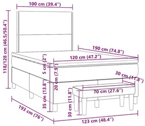 Cama boxspring c/ colchão 120x190cm tecido castanho-acinzentado