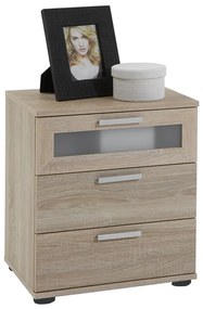 Mesa de cabeceira com 3 gavetas cor carvalho