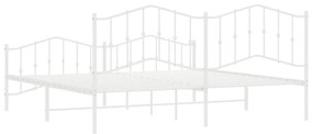 Estrutura de cama com cabeceira e pés 200x200 cm metal branco