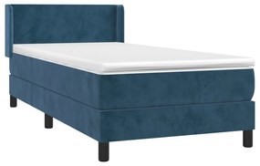 Cama com molas/colchão 80x200 cm veludo azul-escuro
