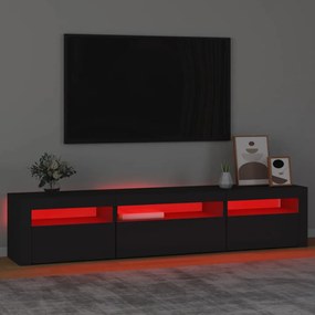 Móvel de TV com luzes LED 195x35x40 cm preto