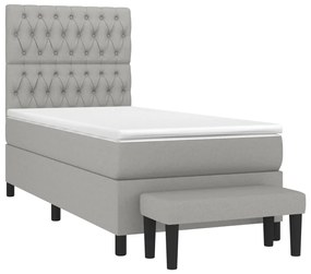 Cama com molas/colchão 90x190 cm tecido cinzento-claro