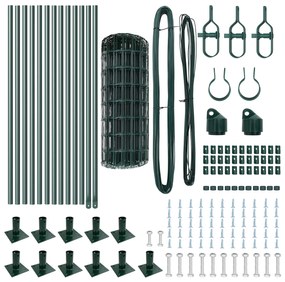 Cerca Euro com 13 Postes Flangados 0.4x25 m Aço Galvanizado