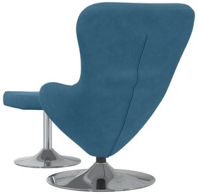 Poltrona Egg vidaXL com apoio para os pés em veludo azul