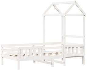 Estrutura de cama com telhado 75x190 cm pinho maciço branco