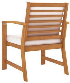 Cadeiras jardim 2 pcs c/ almofadões cor creme acácia maciça