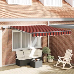 vidaXL Toldo Retrátil Manual com LED Laranja e Marrom 300x250 cm
