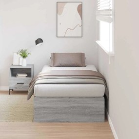 vidaXL Estrado de cama com arrumação Cinza Sonoma 90 x 190 cm