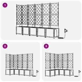 Jardineiras com Sistema de Irrigação em Água 5 pcs Cinza