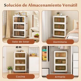 Caixas arrumação Dobráveis Pack de 3 Caixas 156 L de Armazenamento de Plástico Empilháveis com Rodas Branco e Castanho