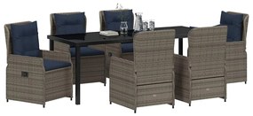 Conjunto de Jantar de Jardim 7 Peças Cinza Polyrattan