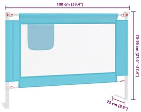 Barra de segurança p/ cama infantil tecido 100x25 cm azul